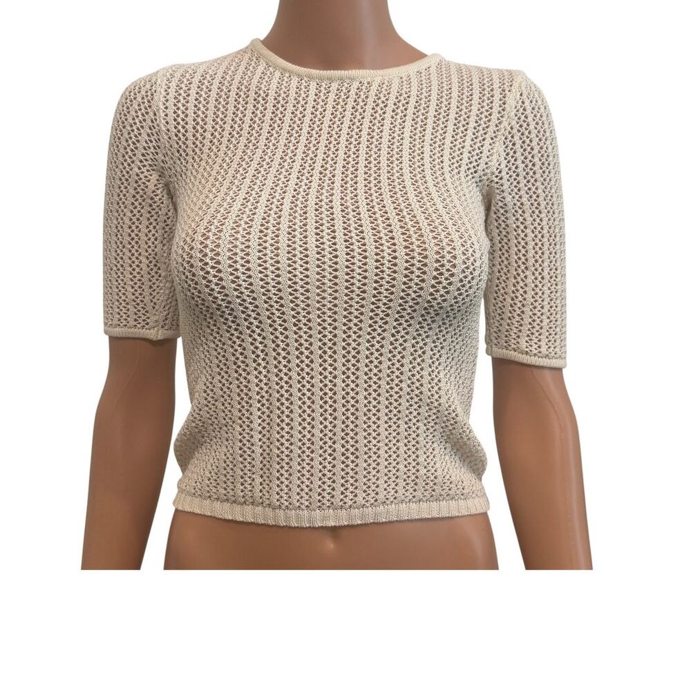 Free People FP Beach XS crochet open knit cover sheer crop top SW 3260
